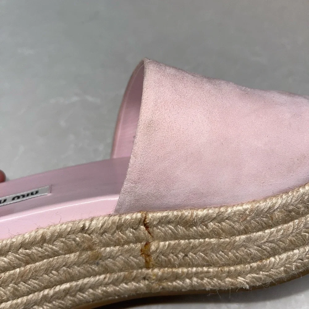 Miu Miu Pink Platform Espadrille Sandals GUC